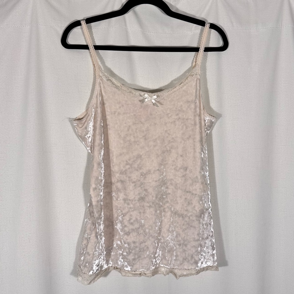Faded Glory Y2K White Crushed Velvet Camisole
